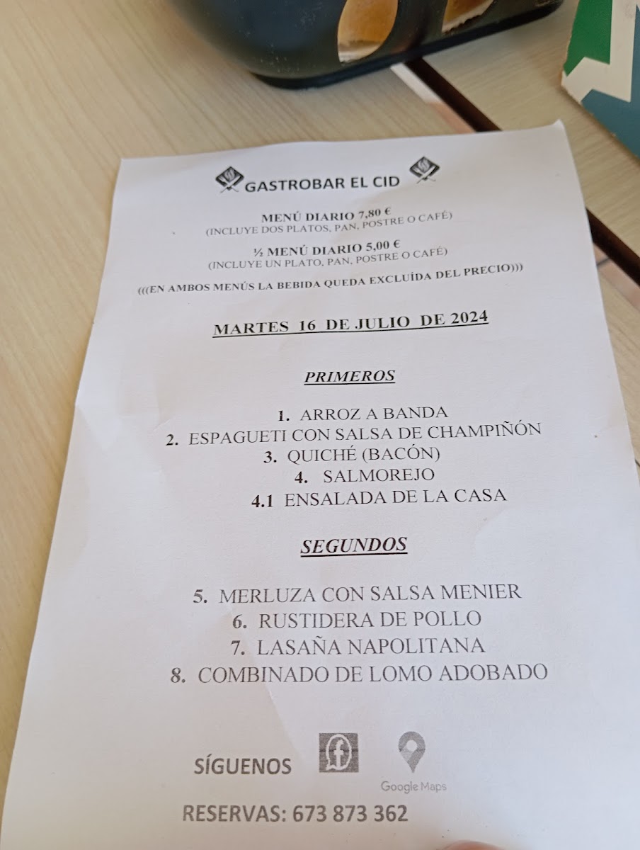Gastro Bar El Cid Menu - Image 1